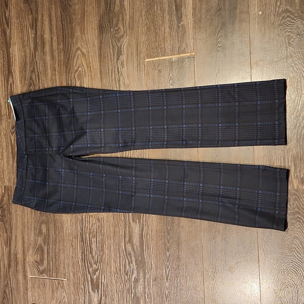 NYDJ Black and Navy Plaid Straight Leg Pants